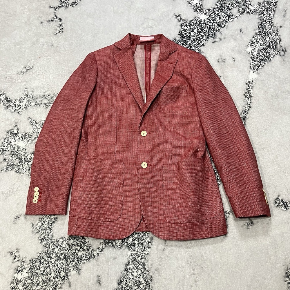 Gutteridge Dal 1878 Red Linen Blend Blazer Sport‎ Coat Size 46 EU 36 US Mens